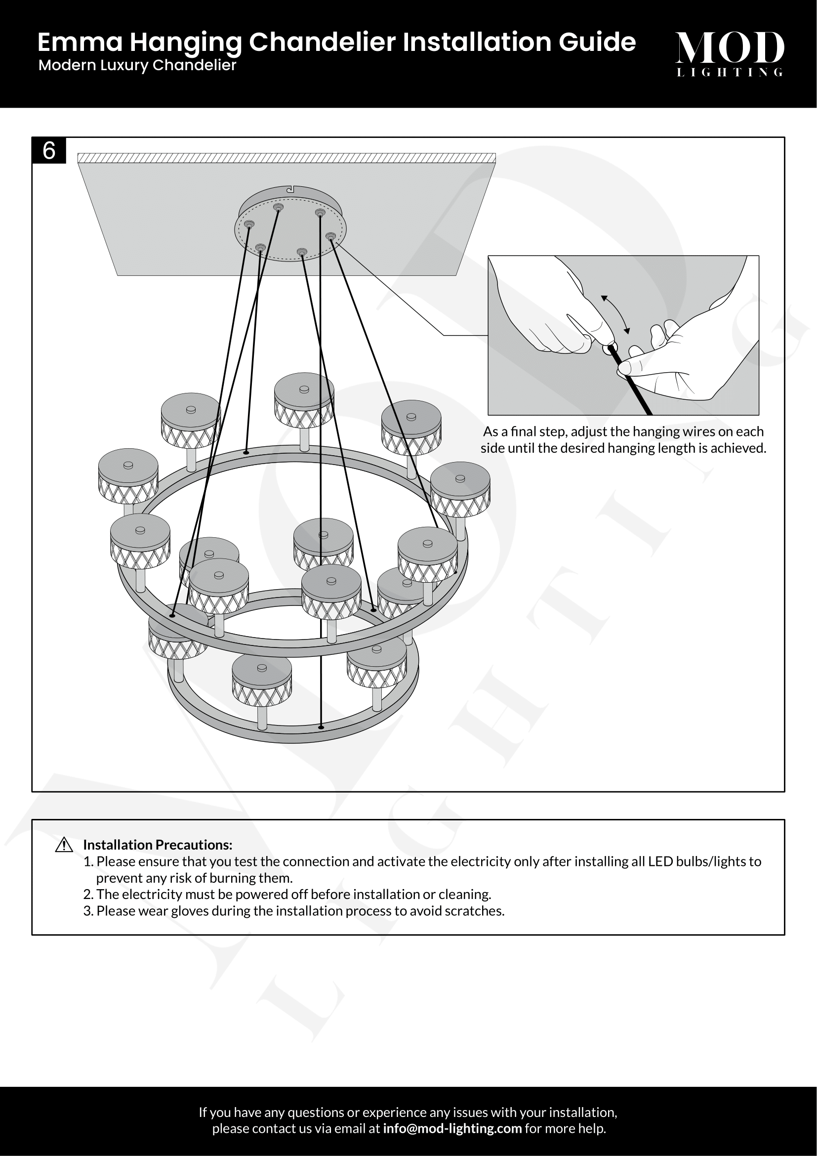 Emma Hanging Chandelier Installation Guide